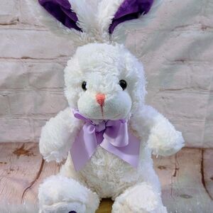 Plush White Bunny with Purple Accents
